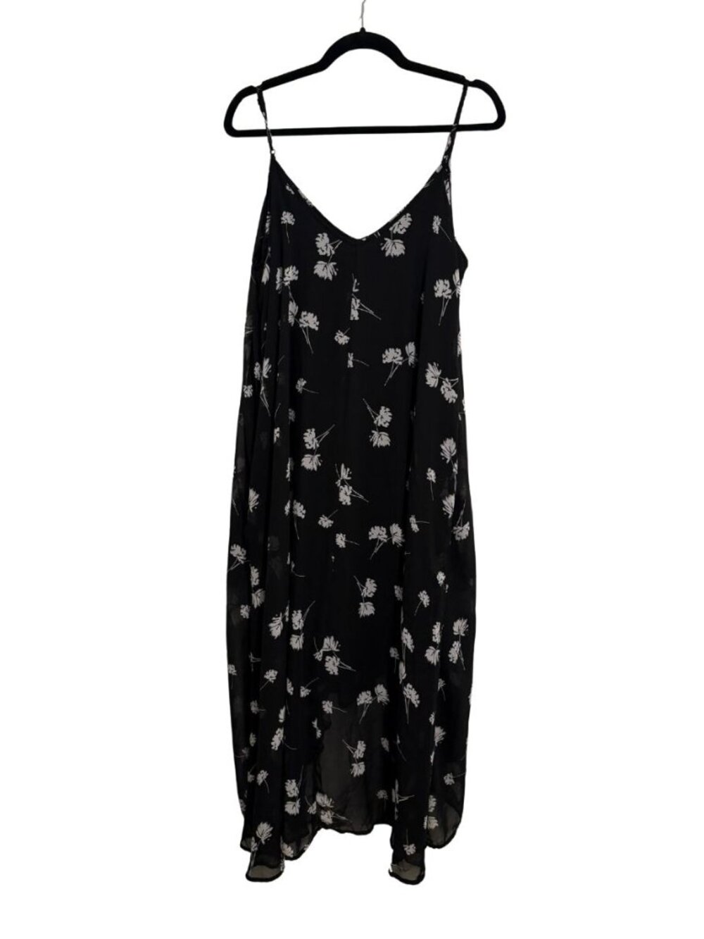 a.n.a. Black Floral Spaghetti Strap Midi Dress Size XLarge